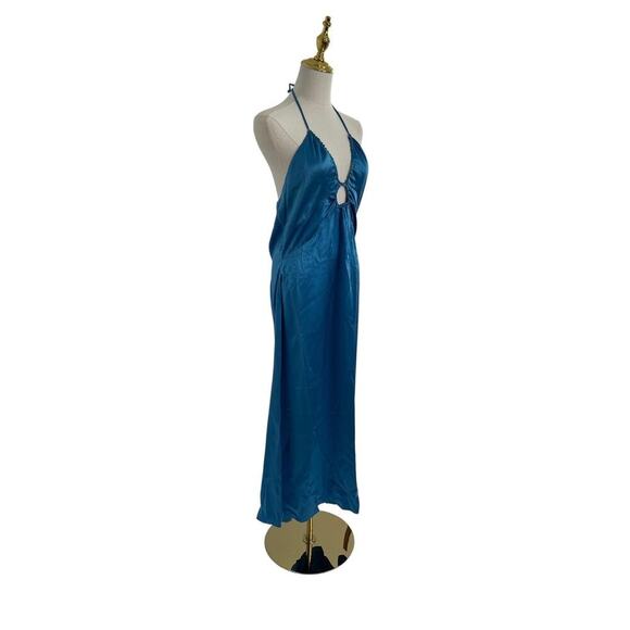 Reformation Blue Antoni Keyhole Silk Satin Midi Dress Size 12 $278 - Picture 3 of 8